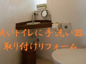 狭いトイレに手洗い